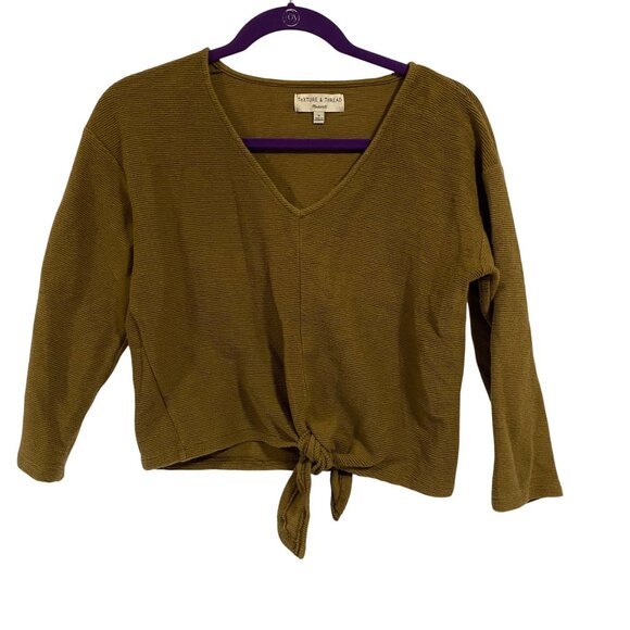 Madewell Texture &‎ Thread Long Sleeve Tie-Front Top Size M - Picture 1 of 8